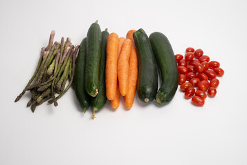 Healthy food vegetables on light background. Healthy food background. Food delivery, food supermarket concept.