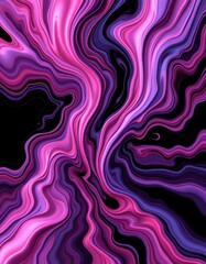 Fototapeta premium abstract digital fractal inspired flow with swirling liquid shapes in bright pinks and purples