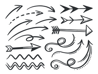 Collection of Hand-Drawn Arrows and Decorative Elements Ai-Generated