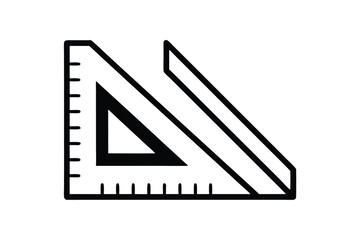 Black silhouette of a set square drawing tool