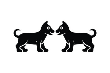 Two adorable puppy silhouettes nose to nose