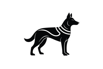 Elegant black silhouette of a german shepherd dog