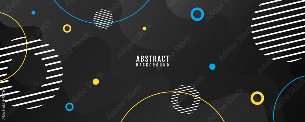 Poster black geometric abstract background overlap layer on dark space with colorful circles effect decorat
