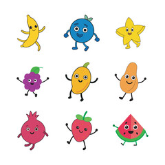Kawaii Fruit Party Cute Illustration