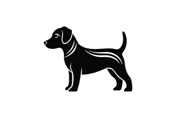 Elegant black silhouette of a jack russell terrier dog