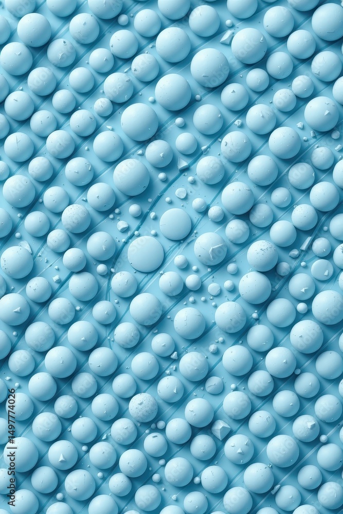 Aufkleber a minimalist art of spherical particles arranged in a pattern with pastel blue tones and clean lines