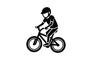 Fototapeta premium Child riding bicycle safety helmet silhouette icon