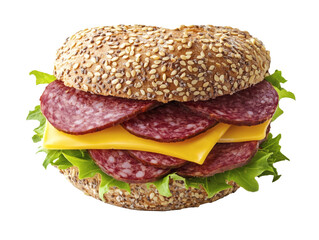Variety of mini sandwiches with cream cheese, vegetables and salami. Sandwiches with cheese, cucumber, radish, tomatoes, salami, thyme, lemon zest on a light background, top view. Flat lay