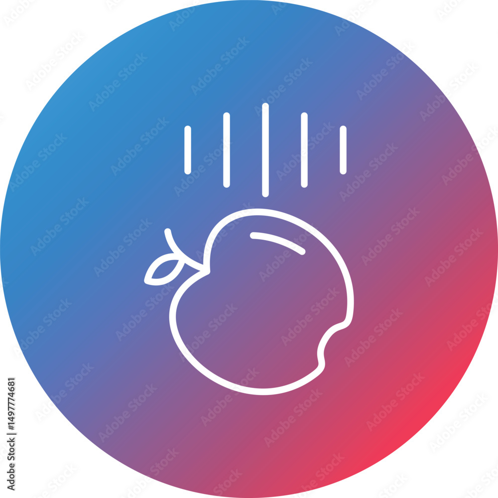 Poster Falling Apple Line Gradient Circle Background Icon
