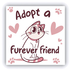 Adopt, don't shop! Creative square banner template. Naive illustration with young woman, who hugging her adopted dog with big heart on background. Flat style. Kawaii clip art with french bulldog.