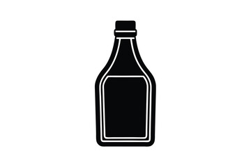 Black silhouette of a bottle, simple design,  clean lines,  versatile graphic