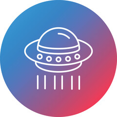 UFO Line Gradient Circle Background Icon
