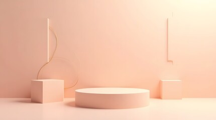 Minimalist 3D Render of Product Display Stage with Pastel Colors