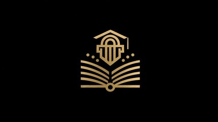 Fototapeta premium Golden lines create an emblem of knowledge and learning.