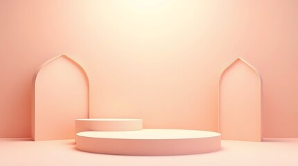 Minimalist 3D Render of Product Display Stage with Pastel Colors