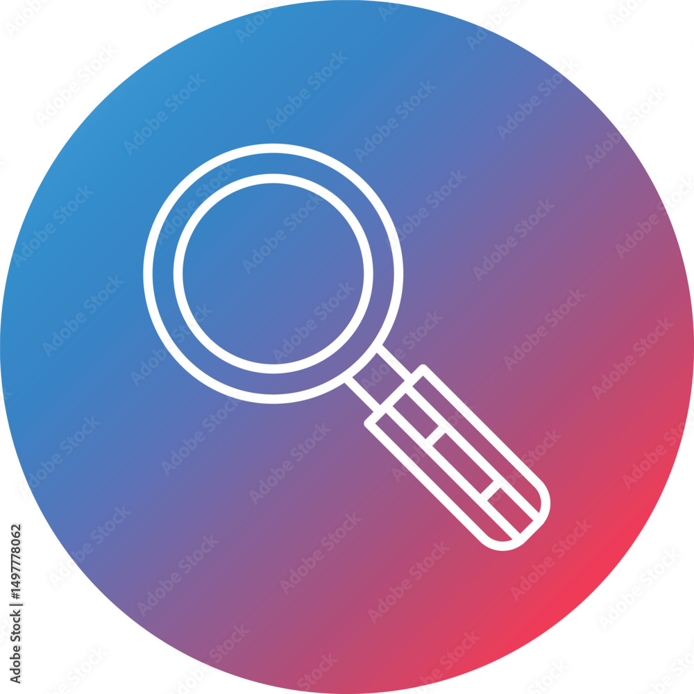 Poster loupe line gradient circle background icon