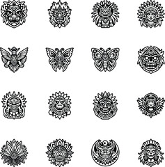 Collection of Mexican Glyph Style Icons

