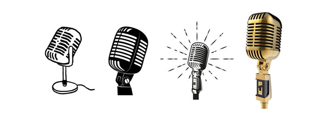Microphone Icons set. variant microphone icon. Karaoke mic. Podcast microphone. web and mobile icons. vector illustration