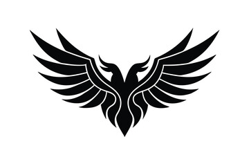 Fototapeta premium Majestic double eagle silhouette wings spread design