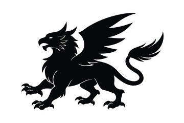 Majestic griffin silhouette powerful mythical creature winged lion