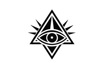 All seeing eye in triangle silhouette sacred geometry symbol
