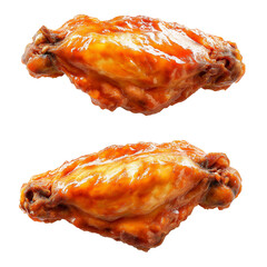 Barbeque sauced chicken wings isolated on white background. Buffalo wings isolated.