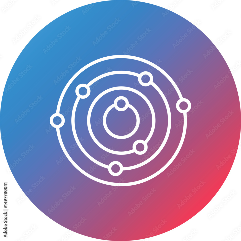 Poster solar system line gradient circle background icon