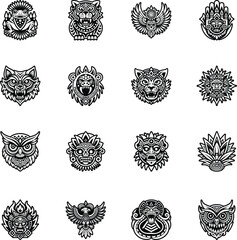 Collection of Mexican Glyph Style Icons

