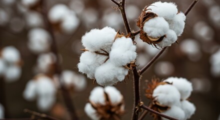 Cotton plant bolls representing softness and textile production in a field