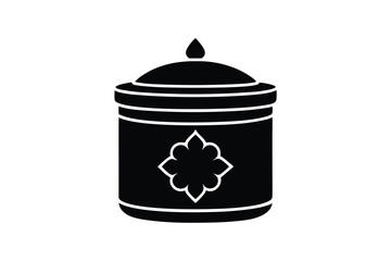 Elegant black silhouette of a decorative jar with lid