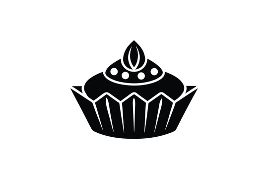 recommend clip art: Delicious cupcake silhouette sweet treat bakery dessert icon