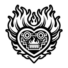 Burning heart icon in filled style