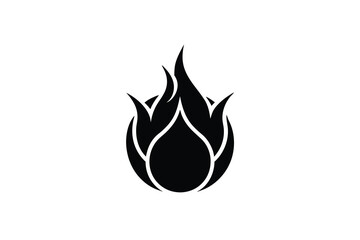 Abstract black flame silhouette logo design element