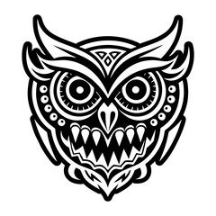 Demon owl icon in glyph style