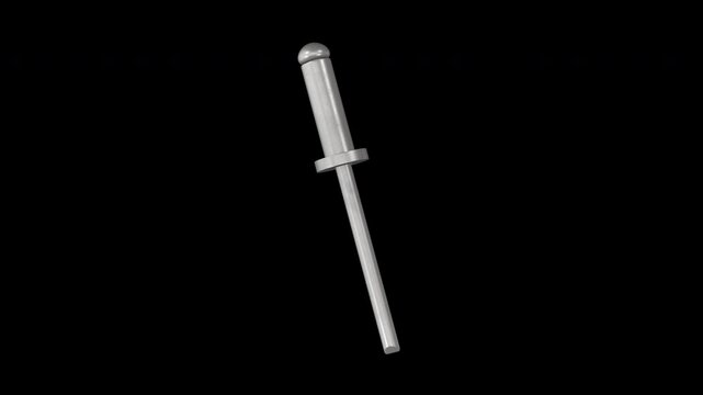 Blind Rivet Rotating on a Transparent Background. Seamless Loop. 4K