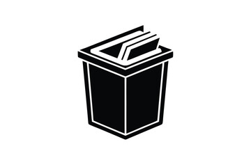 Black silhouette of books being discarded in trash can
