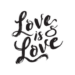 Stylish calligraphy text logo Love is Love
