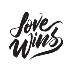 Stylish calligraphy text logo Love Wins