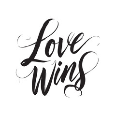 Obraz premium Stylish calligraphy text logo Love Wins