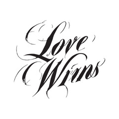 Fototapeta premium Stylish calligraphy text logo Love Wins