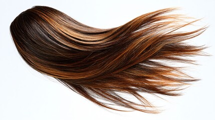 Fototapeta premium Elegant Brown Hair Shape on White Background