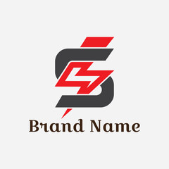 Business company logo design concept vector illustration. Thunderbolt through 'S' letter.