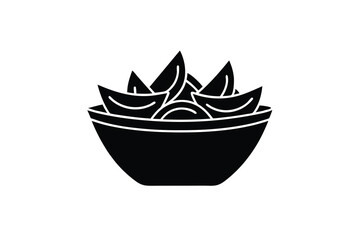 Delicious dumplings in a bowl silhouette illustration