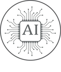 Artificial intelligence processor chip icon