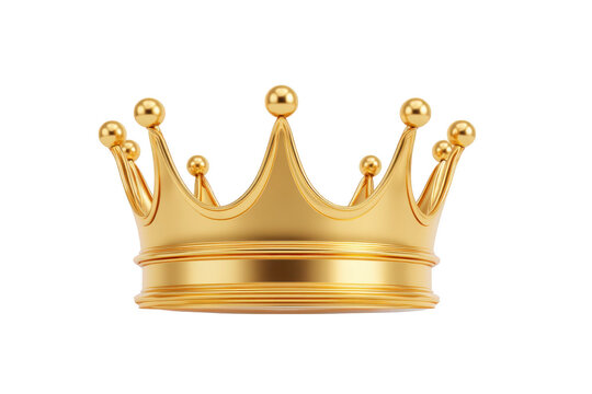 A shiny golden crown with classic design featuring rounded points and smooth finish, symbolizing royalty and luxury. crown is isolated on transparency background, emphasizing its elegance