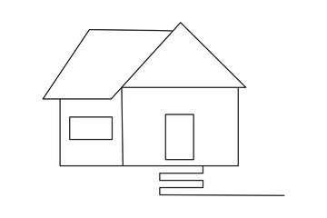 Continuous line drawing of house