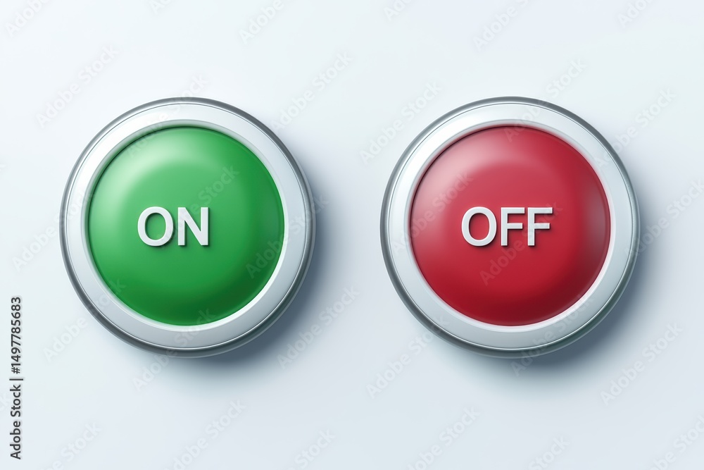 Poster toggle buttons for advertising graphic layouts on power control themes