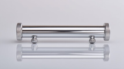 Metallic Object with Knurled Handles Reflecting on Smooth Surface for Industrial or Artistic Use