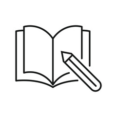 Book and pencil icon line style 