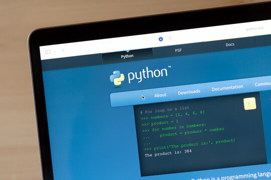 Ostersund, Sweden - May 21, 2025: Python webpage. Python is a high-level, interpreted, general-purpose programming language